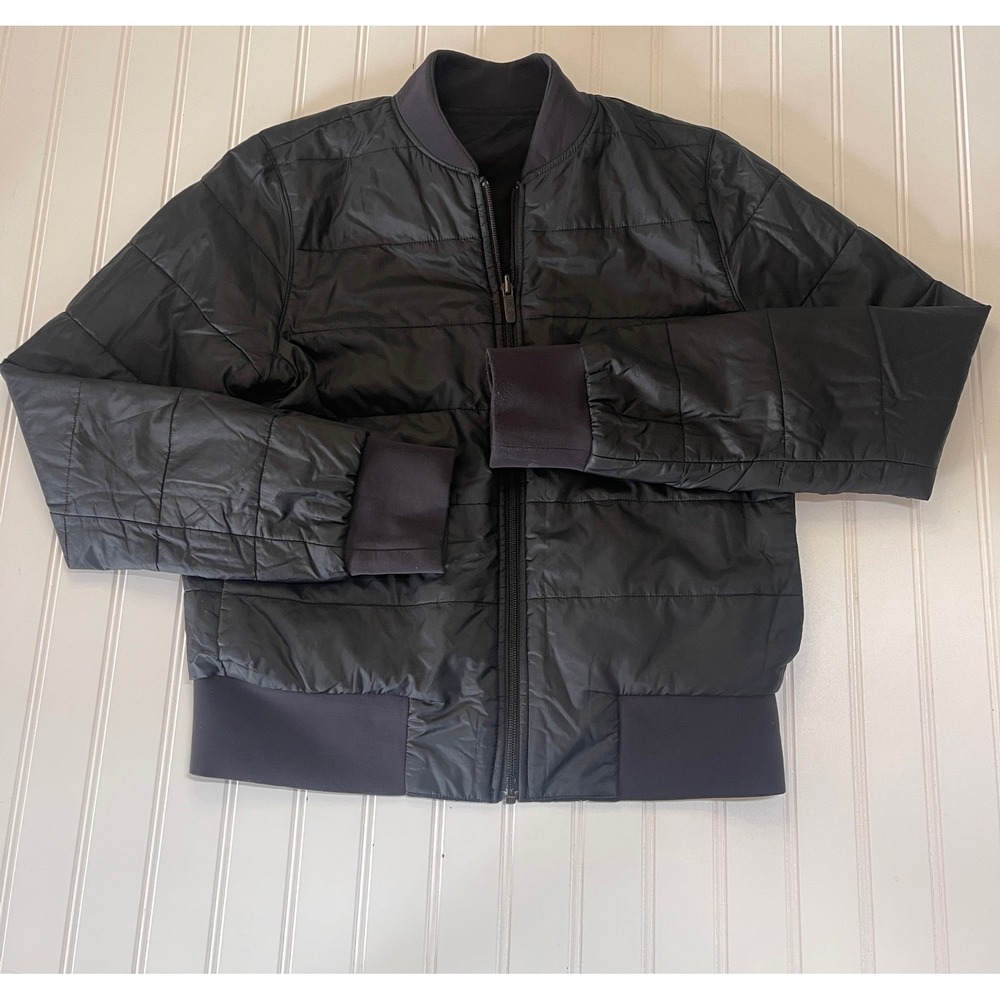 Lululemon‎ Reversible Bomber Jacket Black Quilted Full Zip Women Size 6 READ